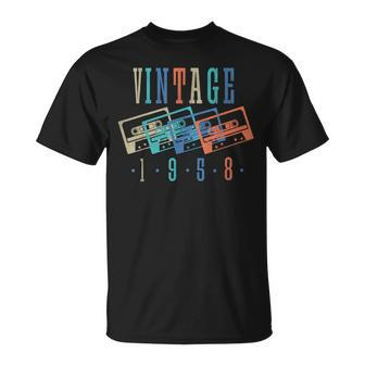 Vintage 1958 Cassette Tape 1958 Birthday Gifts 65 Year Old Unisex T-Shirt | Mazezy CA