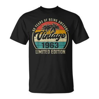 Vintage 1963 Birthday Gifts For Men 60Th Bday 60 Year Old Unisex T-Shirt | Mazezy