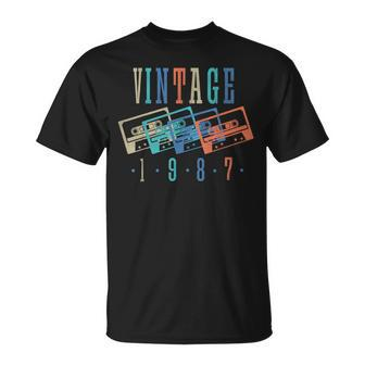 Vintage 1987 Cassette Tape 1987 Birthday Gifts 36 Year Old Unisex T-Shirt | Mazezy DE