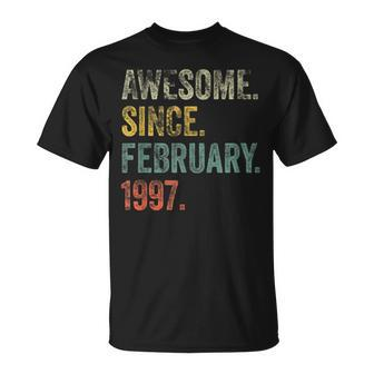 Vintage 1997 25Th Birthday Awesome Since February 1997 T-Shirt - Seseable