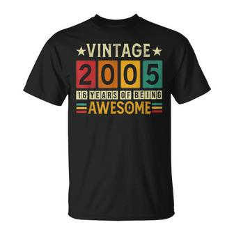 Vintage 2005 18Th Birthday Made In 2005 18 Years Old T-shirt - Thegiftio UK