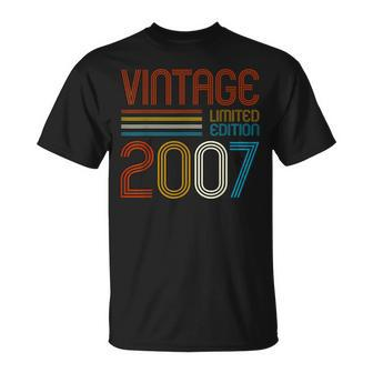 Vintage 2007 Birthday 16 Years Old Boy Girl 16Th Birthday Unisex T-Shirt | Mazezy