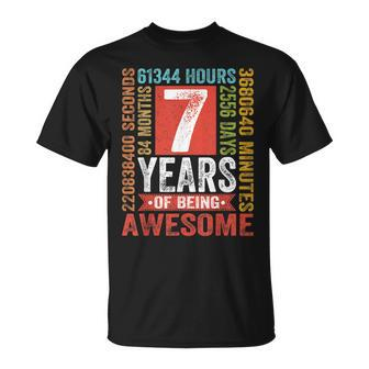 Vintage 7 Years 84 Months Of Being Awesome 7Th Birthday T-Shirt - Seseable