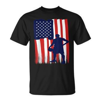 Vintage American Flag Basketball Adult Dad Mom & Kids Gift For Mens Unisex T-Shirt | Mazezy