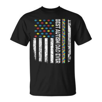 Vintage American Flag Best Autism Dad Ever Autism Awareness Unisex T-Shirt