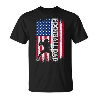 Vintage American Flag Football Dad Daddy Men T-Shirt - Seseable