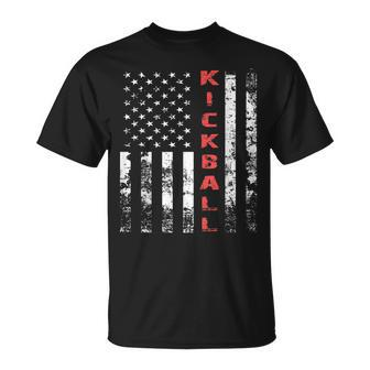 Vintage American Flag Kickball Unisex T-Shirt | Mazezy