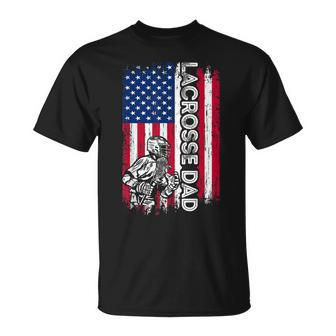 Vintage American Flag Lacrosse Dad Daddy Men T-Shirt - Seseable