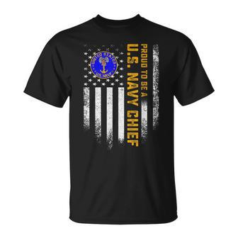 Vintage American Flag Proud To Be A Us Navy Chief Military Unisex T-Shirt | Mazezy UK