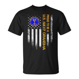 Vintage American Flag Proud To Be A Us Navy Grandma Veteran Unisex T-Shirt | Mazezy