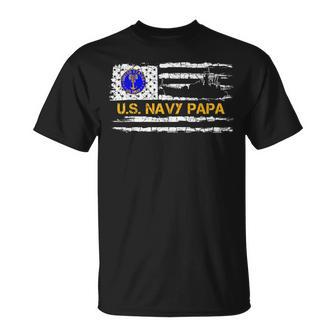 Vintage American Flag Proud Us Navy Papa Veteran Military Unisex T-Shirt