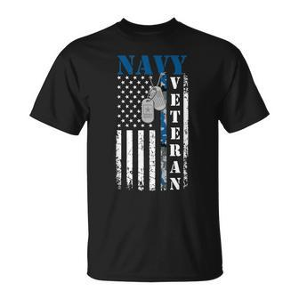 Vintage American Flag Us Navy Military Veterans Day T-Shirt - Seseable