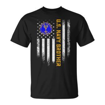 Vintage American Flag Us Navy Proud Brother Veteran Military Unisex T-Shirt | Mazezy