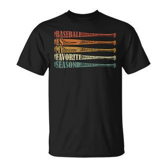 Vintage Baseball Players Baseball Is My Favorite Season T-Shirt - Seseable