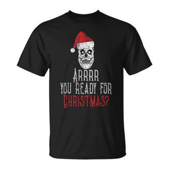 Vintage Beard Pirate Skull Santa Hat Ready For Christmas T-shirt - Seseable