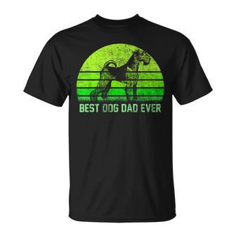 Vintage Best Airedale Terrier Dog Dad Ever Silhouette Sunset Unisex T-Shirt | Mazezy