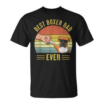 Vintage Best Boxer Dog Dad Ever Fist Bump Funny Boxer Lover Gift For Mens Unisex T-Shirt - Seseable