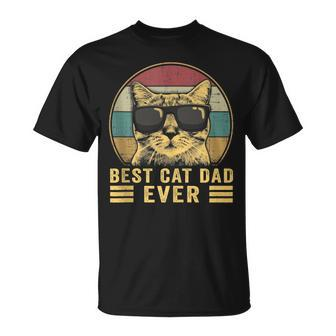 Vintage Best Cat Dad Ever Bump Fit Fathers Day T-Shirt - Seseable