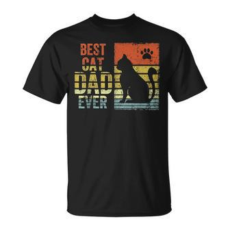 Vintage Best Cat Dad Ever Funny Cat Daddy Fathers Day Unisex T-Shirt - Seseable