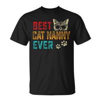 Vintage Best Cat Nanny Ever Family Pet Kitten Lover Gift For Womens Unisex T-Shirt - Seseable