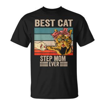 Vintage Best Cat Step Mom Ever Bump Fist Mothers Day Unisex T-Shirt | Seseable UK