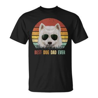 Vintage Best Dog Dad Ever Samoyed Fathers Day Gifts Gift For Mens Unisex T-Shirt | Mazezy