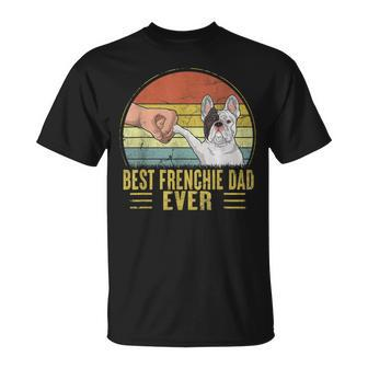 Vintage Best Frenchie Dad Ever Fist Bump French Bulldog Dad Gift For Mens Unisex T-Shirt - Seseable
