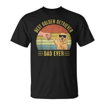 Mens Vintage Best Golden Retriever Dad Ever Fist Bump Dog Lover T-Shirt - Seseable