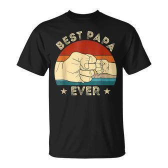 Vintage Best Papa Ever Fist Bump Funny Grandpa Fathers Day Unisex T-Shirt | Mazezy