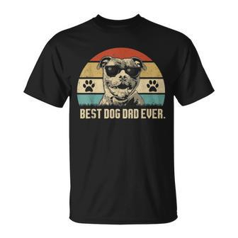 Mens Vintage Best Pitbull Dog Dad Ever Fathers Day T-Shirt - Seseable