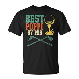Mens Vintage Best Poppi By Par Disc Golf Dad Fathers Papa T-Shirt - Seseable
