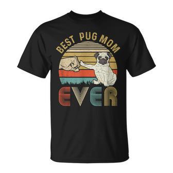 Vintage Best Pug Mom Ever Bump Fit Funny Mom Unisex T-Shirt - Seseable
