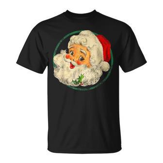 Vintage Christmas Santa Claus Face Old Fashioned V2T-shirt - Seseable