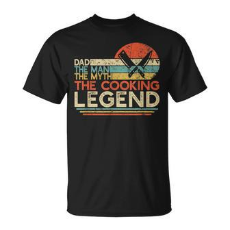 Mens Vintage Cooking Dad The Man The Myth The Legend Chef T-Shirt - Seseable