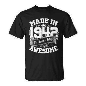 Vintage Crown Made In 1942 80 Years Of Being Awesome 80Th Birthday Unisex T-Shirt - Monsterry UK