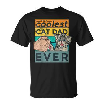 Vintage Dad Cat The Coolest Dad Cat Ever Fathers Day T-Shirt - Seseable