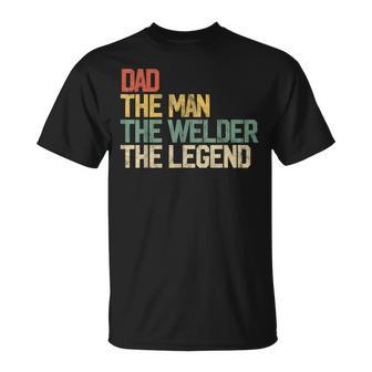 Mens Vintage Dad Man Welder Legend Welding Father Weld Daddy T-Shirt - Seseable