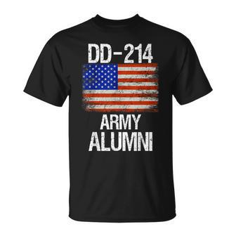 Vintage Dd214 Alumni Us Military Veteran American Flag Unisex T-Shirt | Mazezy