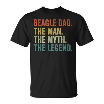 Mens Vintage Dog Dad Man Myth Legend Beagle Dad Day T-Shirt - Seseable
