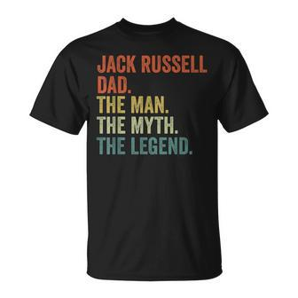 Men Vintage Dog Dad Man Myth Legend Jack Russell Dad T-Shirt - Seseable