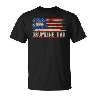 Vintage Drumline Dad American Usa Flag Music T-Shirt - Seseable