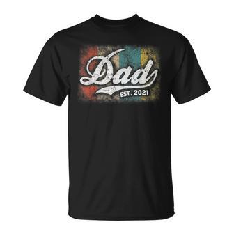 Mens Vintage Fathers Day Promoted To Dad Est 2021 New Dad T-Shirt - Seseable