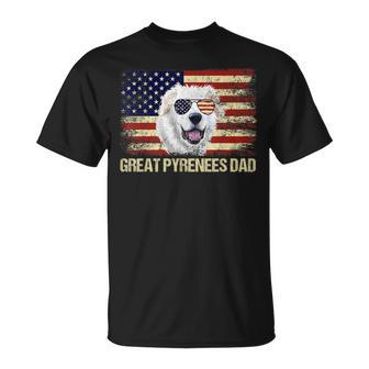 Vintage Great Pyrenees Dad American Flag Usa 4Th Of July T-Shirt - Seseable