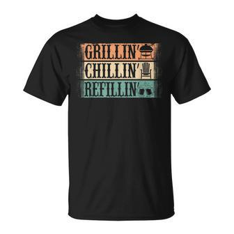 Vintage Grill Dad Grilling Chilling Refilling T-Shirt - Seseable