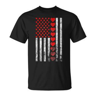 Vintage Heart American Flag Valentines Day Patriot T-shirt - Thegiftio UK