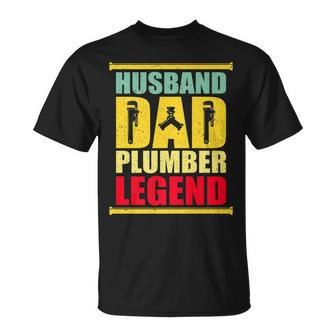 Vintage Husband Dad Plumber Legend T-Shirt - Seseable