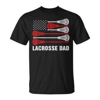 Vintage Lacrosse Dad Lax Dad Usa Flag Patriotic T-Shirt - Seseable