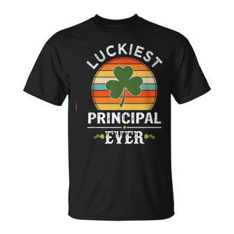 Vintage Luckiest Principal Ever Matching St Patricks Day Unisex T-Shirt | Mazezy