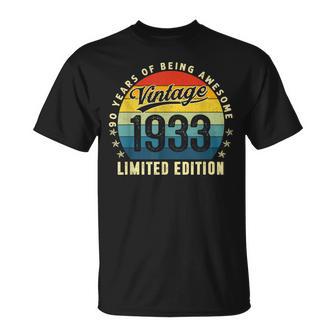 Vintage Made In 1933 90 Year Old Retro 90Th Birthday V4 T-shirt - Thegiftio UK