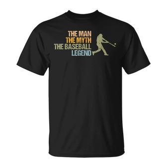 Vintage Man Myth Baseball Legend Sport Lover Retro Spieler T-Shirt - Seseable